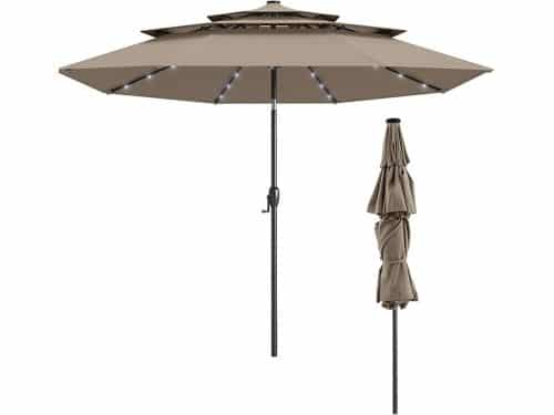 KOMFOTTEU Parasol - met 32 ledlampen - 300cm - 35°