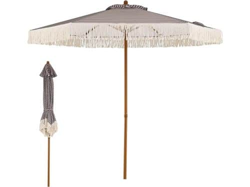 KOMFOTTEU strandparasol met franjes - aluminium paraplustok - parasol 200