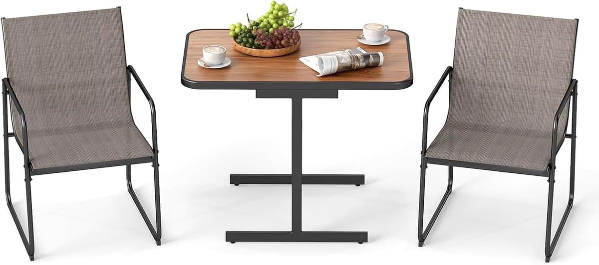 komfotteu tuinmeubelset voor buiten, 3 delige set met 1 eettafel en