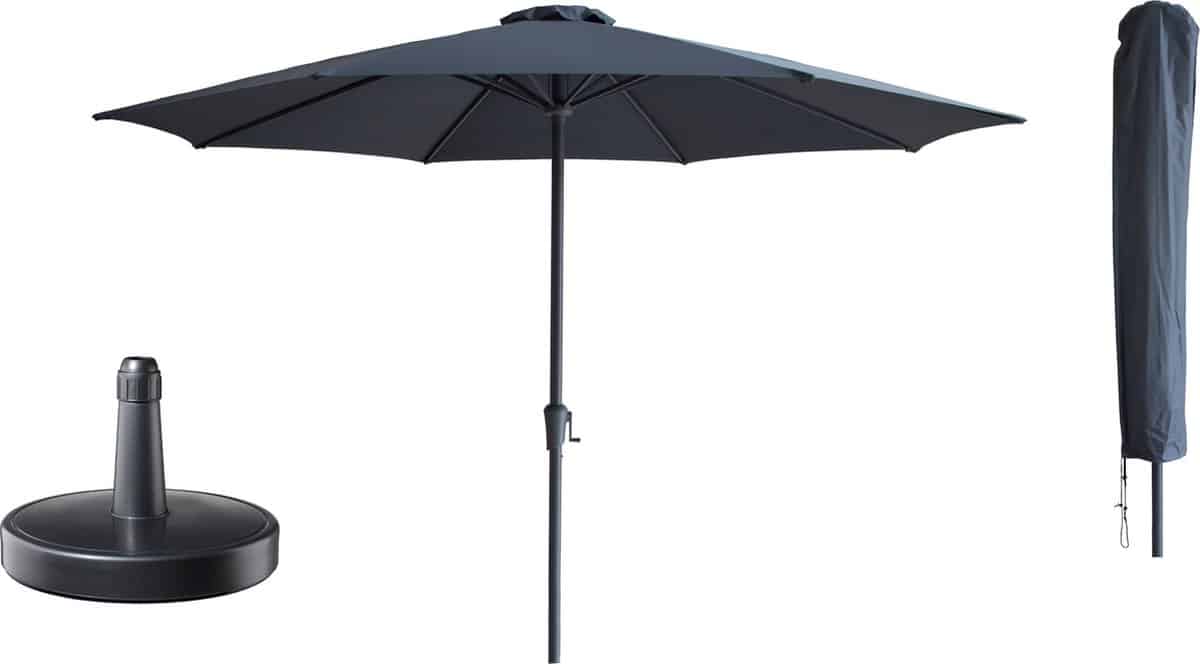 kopu® set madrid 350 cm grote parasol rond met beschermhoes