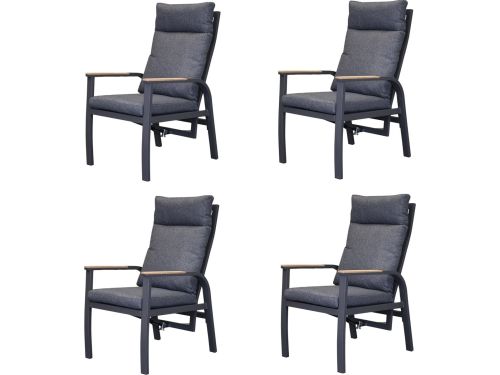 Kota dining tuinstoel verstelbaar antraciet aluminium set van 4