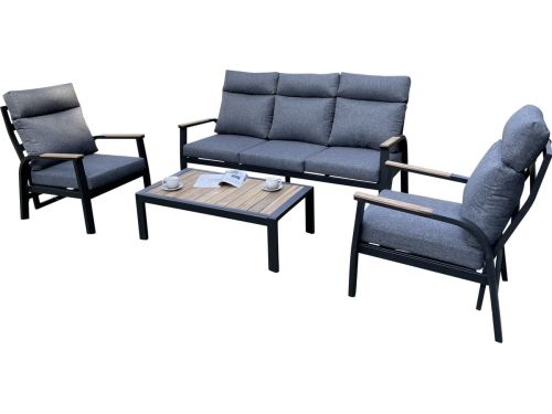 Kota stoel bank loungeset verstelbaar 4 delig antraciet aluminium