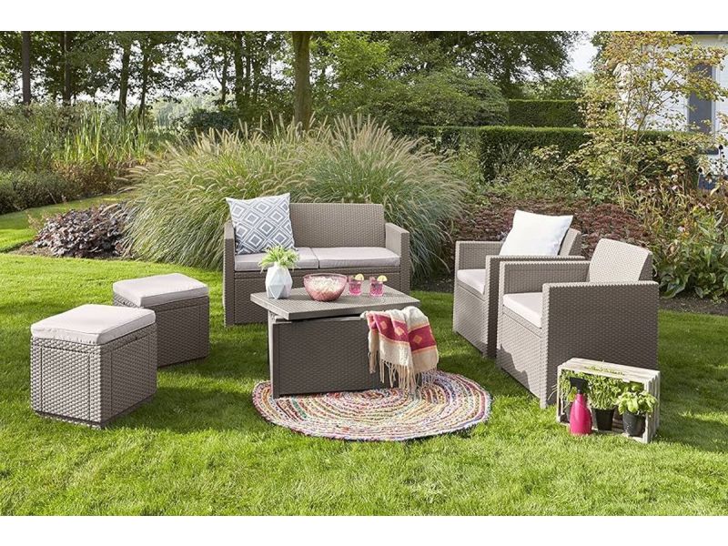 Kruk met opbergruimte - grijs - weerbestendig - 1 stuk