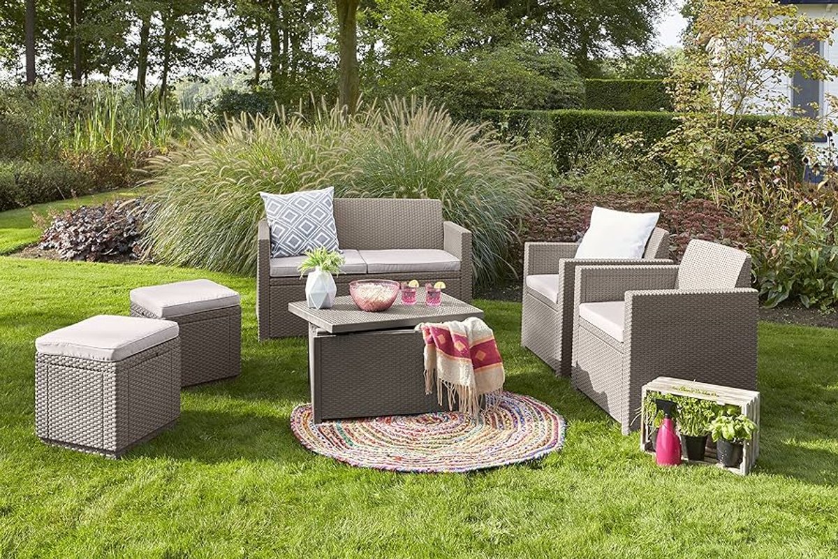 kruk met opbergruimte grijs weerbestendig 1 stuk