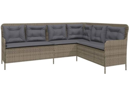 L-vormige Tuinbank met Kussens - Poly Rattan Loungebank voor Buiten