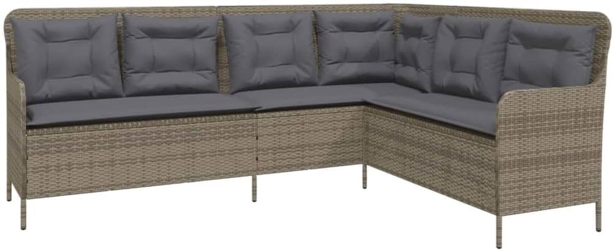 l vormige tuinbank met kussens poly rattan loungebank voor buiten