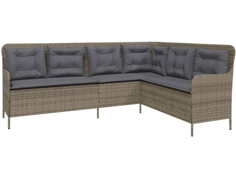 L-vormige Tuinbank met Kussens - Poly Rattan Loungebank voor Buiten