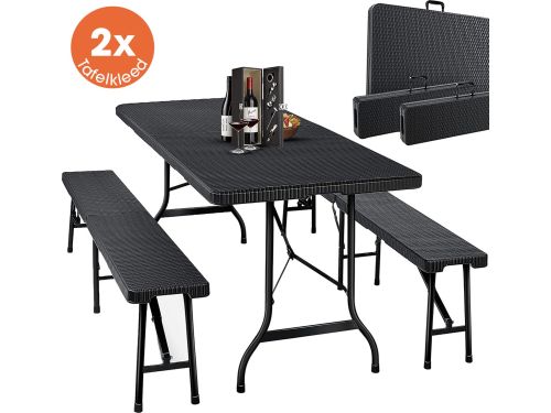 Lenx Klaptafel met 2 Klapbanken - 3 in 1 Set