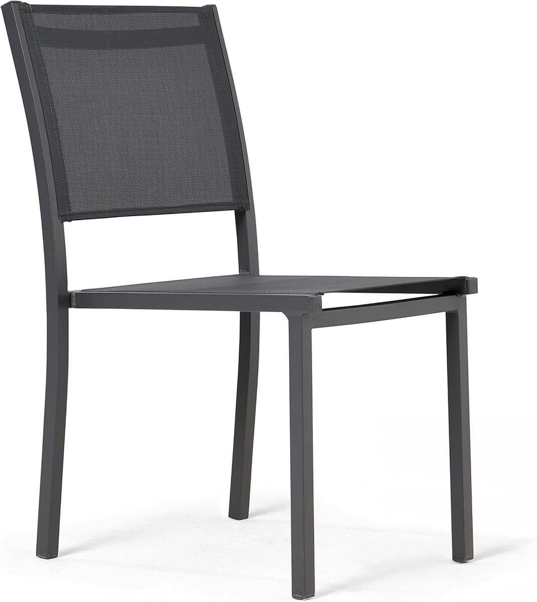 lichtgewicht tuinstoel aluminium en textiel grijs stapelbaar