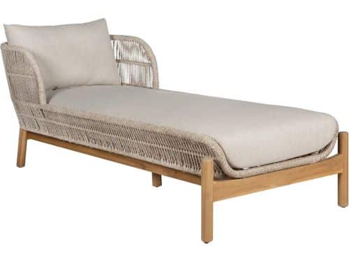 Ligbed Bruin/Beige - Acaciahout & Touw - 190x87x72,6 cm