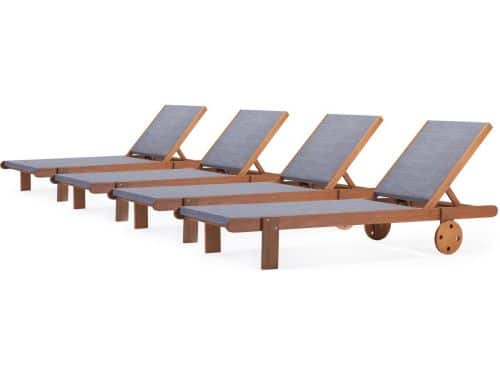 Ligbed houten ligstoel hardhout "Saïgon" - Maple - Grijs