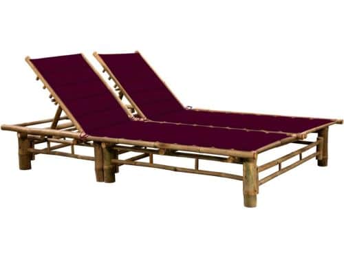 Ligbed | Loungebed | Ligstoel 2-persoons met kussens bamboe