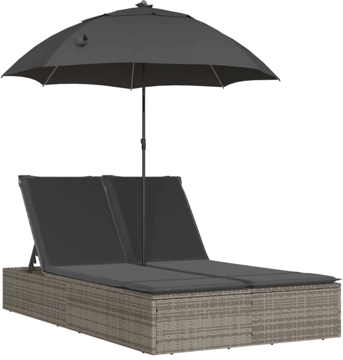 ligbed | loungebed | ligstoel 2 persoons met kussens en parasol