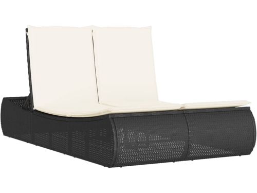 Ligbed | Loungebed | Ligstoel 2-persoons met kussens poly rattan