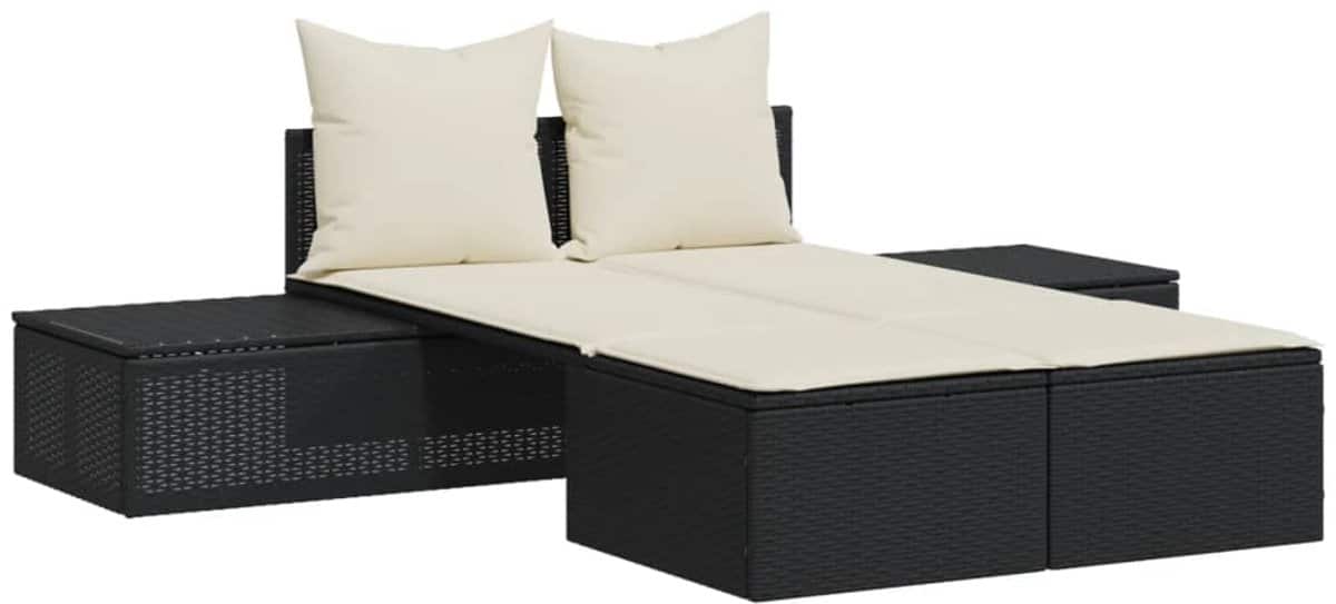 ligbed | loungebed | ligstoel 2 persoons met kussens poly rattan