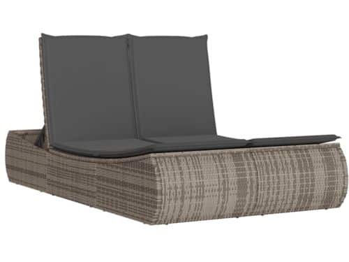 Ligbed | Loungebed | Ligstoel 2-persoons met kussens poly rattan