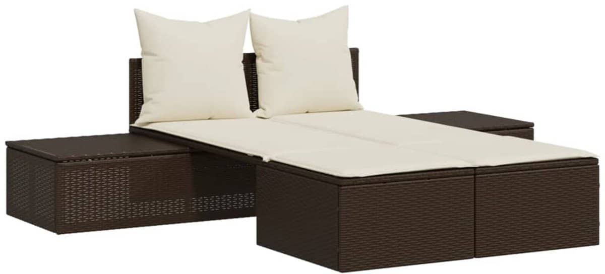 ligbed | loungebed | ligstoel 2 persoons met kussens poly rattan