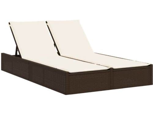Ligbed | Loungebed | Ligstoel 2-persoons met kussens poly rattan