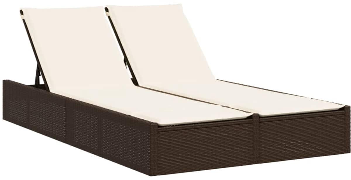 ligbed | loungebed | ligstoel 2 persoons met kussens poly rattan
