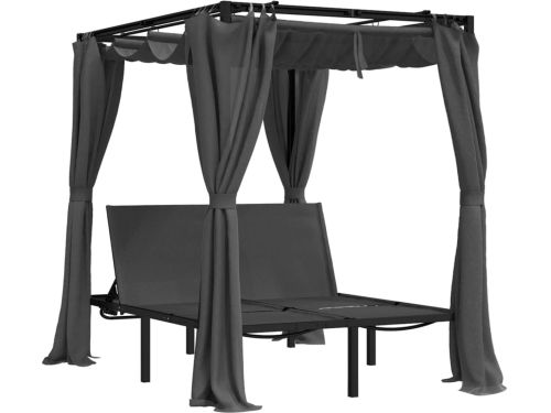 Ligbed | Loungebed | Ligstoel 2-persoons met zij- en bovengordijnen