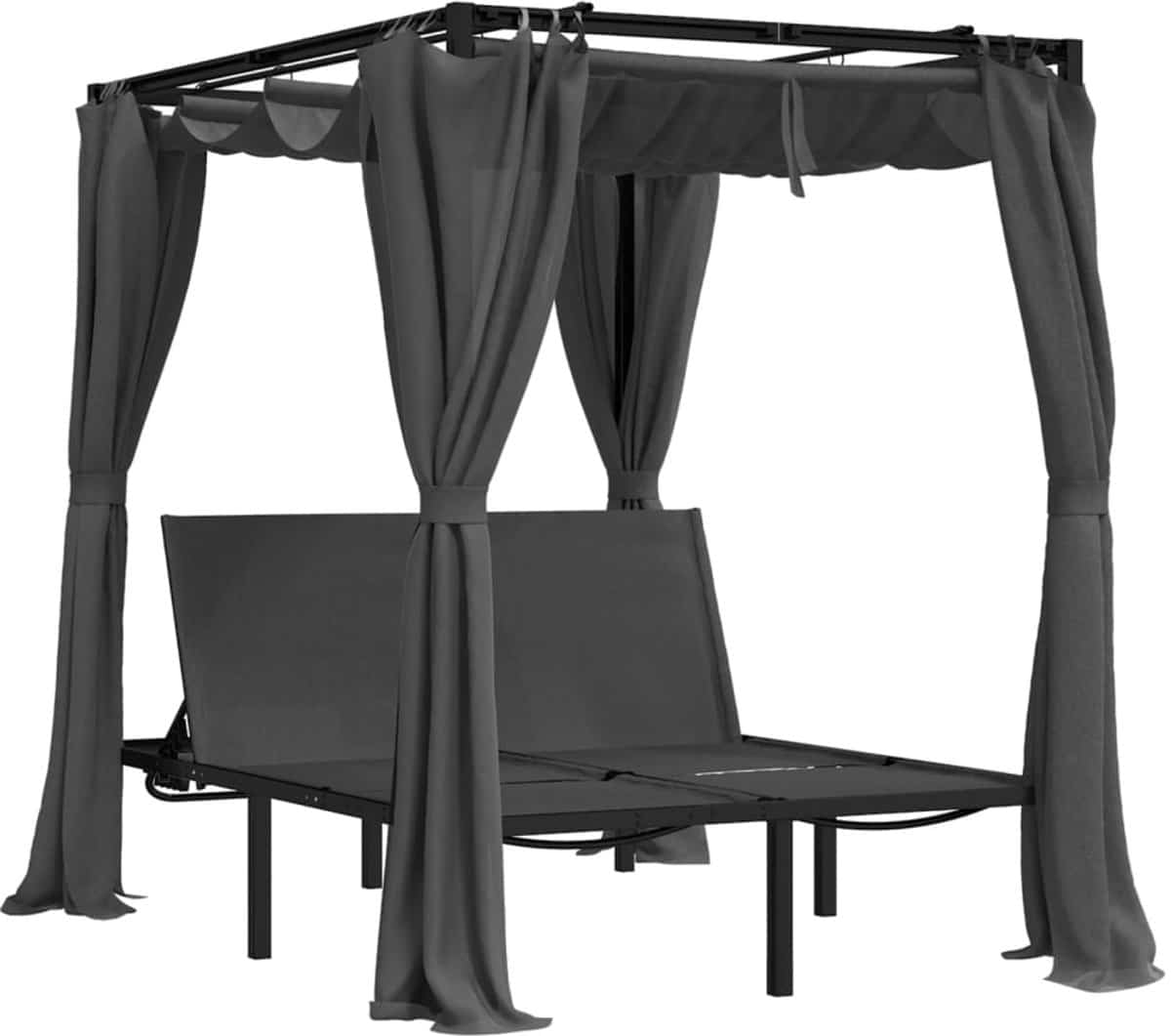 ligbed | loungebed | ligstoel 2 persoons met zij en bovengordijnen