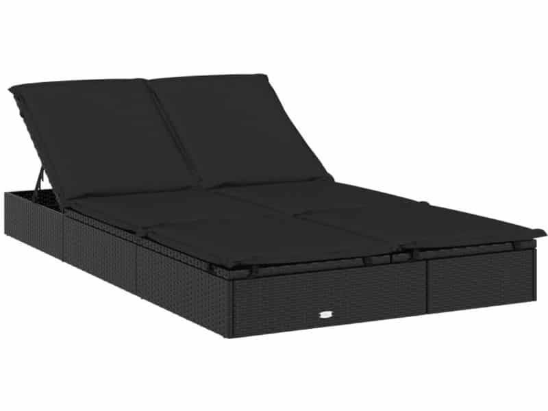 Ligbed | Loungebed | Ligstoel met kussens 2-persoons poly rattan