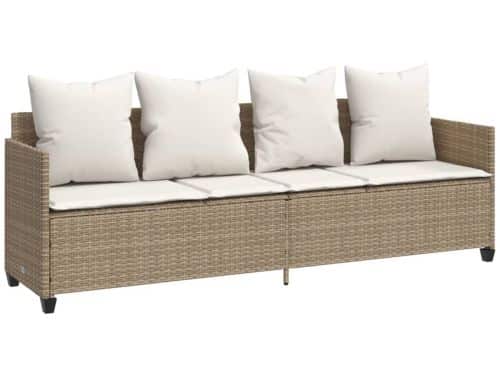 Ligbed | Loungebed | Ligstoel met kussens poly rattan beige