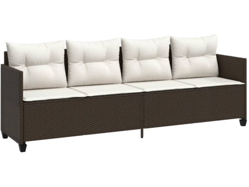 Ligbed | Loungebed | Ligstoel met kussens poly rattan bruin