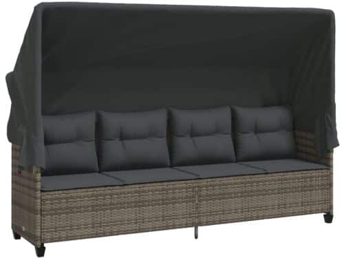 Ligbed | Loungebed | Ligstoel met luifel en kussens poly