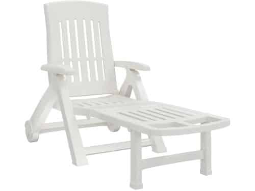 Ligbed | Loungebed | Ligstoel met wielen inklapbaar PP wit