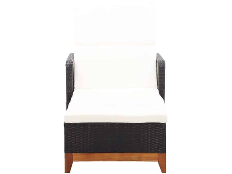 Ligbed | Loungebed | Ligstoel poly rattan en massief acaciahout