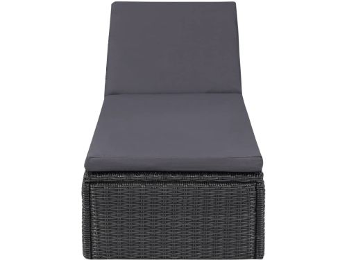 Ligbed | Loungebed | Ligstoel poly rattan zwart en donkergrijs