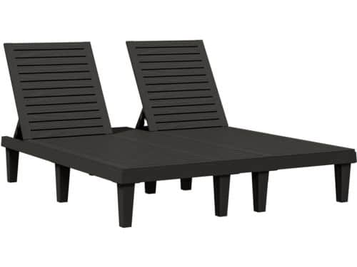 Ligbed | Loungebed | Ligstoel tweepersoons 155x138x83 cm polypropeen zwart