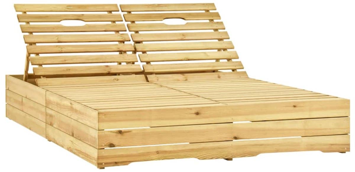 ligbed | loungebed | ligstoel tweepersoons met zwarte kussens geïmpregneerd