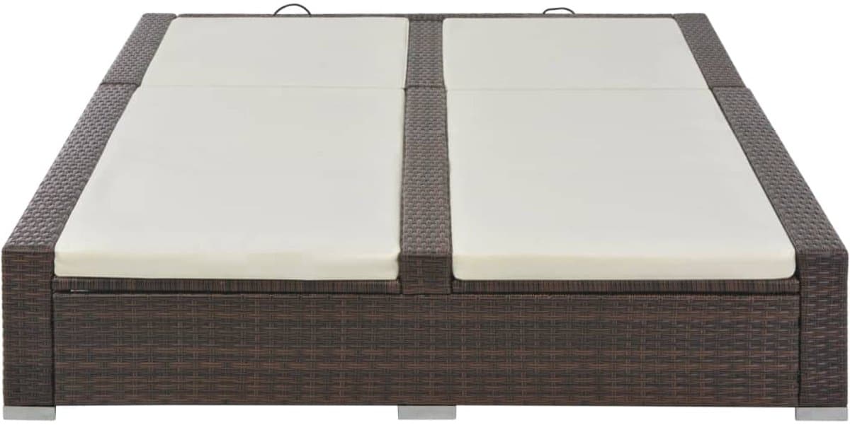 ligbed | loungebed | ligstoel tweepersoons poly rattan bruin