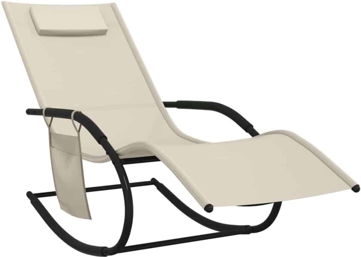 ligbed schommelend van staal en textileen zonnebed en loungebed