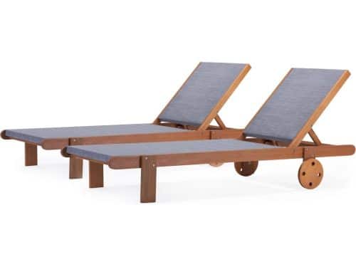 Ligbed set 2 houten ligstoelen hardhout "Saïgon" - Maple