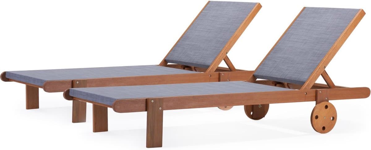 ligbed set 2 houten ligstoelen hardhout “saïgon” maple