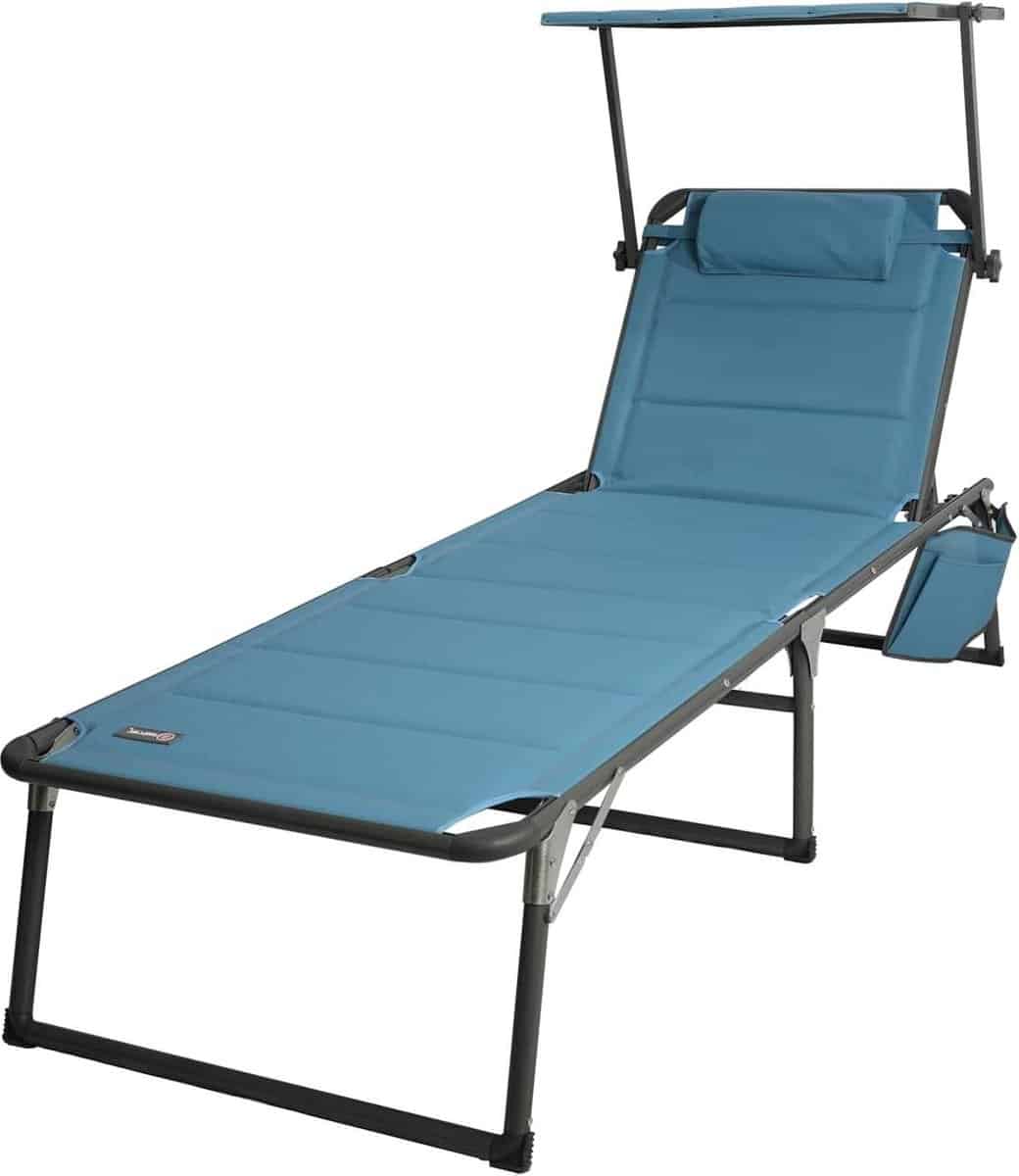 ligbed tuin aluminium ligstoel met sneldrogend schuim en zijvak