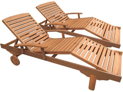 Ligbed tuin ligstoel verstelbaar hardhout "Singapour" - Maple - Lichtbruin