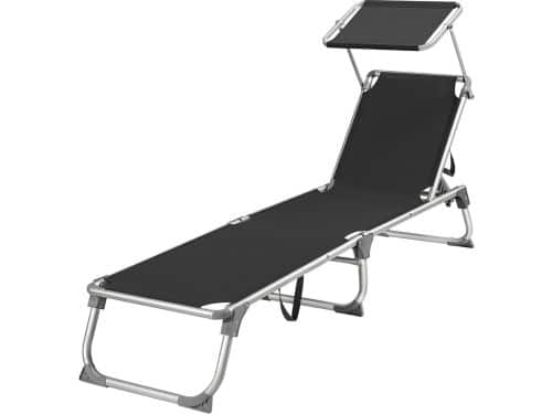 Ligbed tuin verstelbare rugleuning opvouwbaar zwart 55 x 193 x