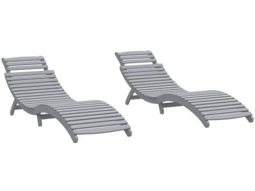 Ligbedden 2 st | Loungebed | Ligstoel 184x55x64 cm massief