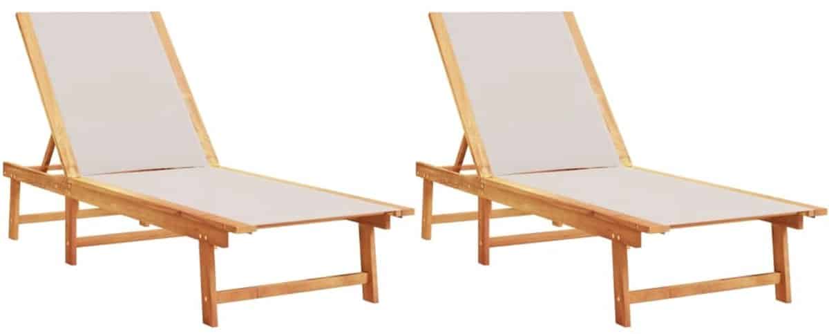 ligbedden 2 st | loungebed | ligstoel massief acaciahout en