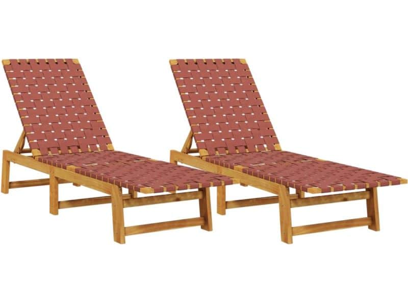 Ligbedden 2 st | Loungebed | Ligstoel massief acaciahout en