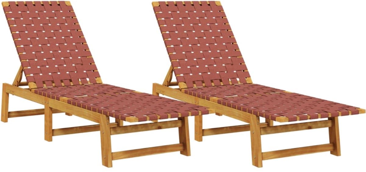 ligbedden 2 st | loungebed | ligstoel massief acaciahout en