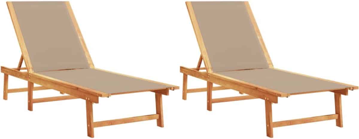 ligbedden 2 st | loungebed | ligstoel massief acaciahout en