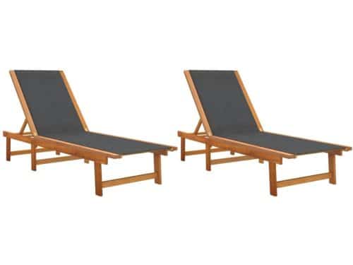 Ligbedden 2 st | Loungebed | Ligstoel massief acaciahout en