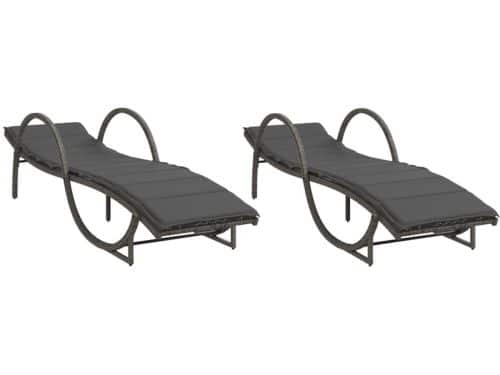 Ligbedden 2 st | Loungebed | Ligstoel met kussens poly