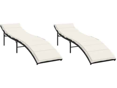 Ligbedden 2 st | Loungebed | Ligstoel met kussens poly