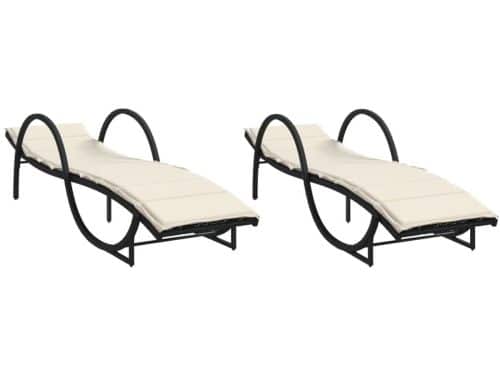 Ligbedden 2 st | Loungebed | Ligstoel met kussens poly